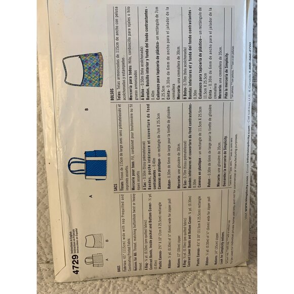 Simplicity Misses Handbag Sewing Pattern 4729 - uncut - Picture 5 of 8